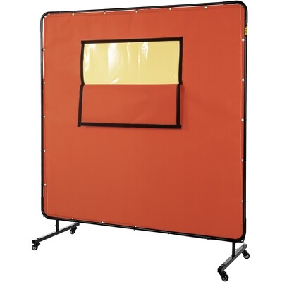 Drywall Curtain Fiberglass Welding Screen – 6&#39; x 6&#39; Frame with Viewing Window and Casters for Mobility and Protection