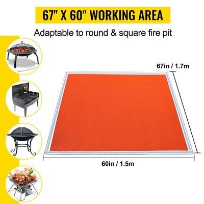 Fire Blanket 67&quot; x 60&quot; with 1022°F Rust Iron Red Fiberglass Welding Blanket – Heavy-Duty Heat Resistant Fire Safety Cover