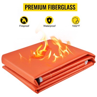 Fire Blanket 67" x 60" with 1022°F Rust Iron Red Fiberglass Welding Blanket – Heavy-Duty Heat Resistant Fire Safety Cover