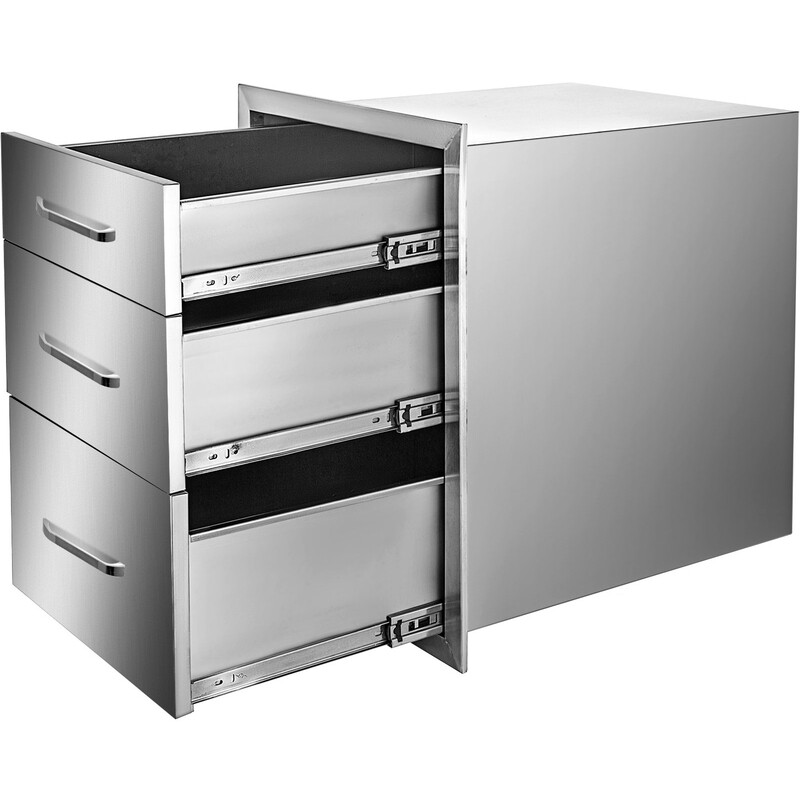 35*58cm Stainless Steel 3 Drawer Chest with Handle BBQ Storage Cabinet