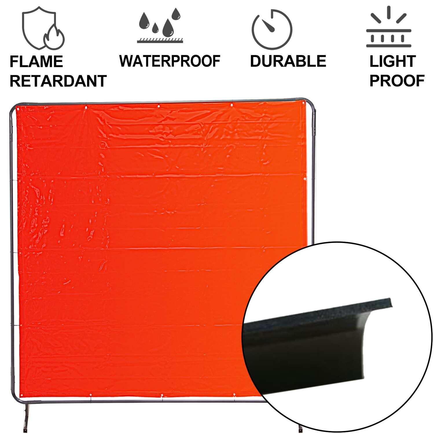 3-Panel Welding Screen with Frame and Portable Wheels - 6&#39; x 6&#39; Heat-Resistant Welding Curtain for Enhanced Safety and Protection - Heavy-Duty Frame with Flexible Mobility, Ideal for Welding Work
