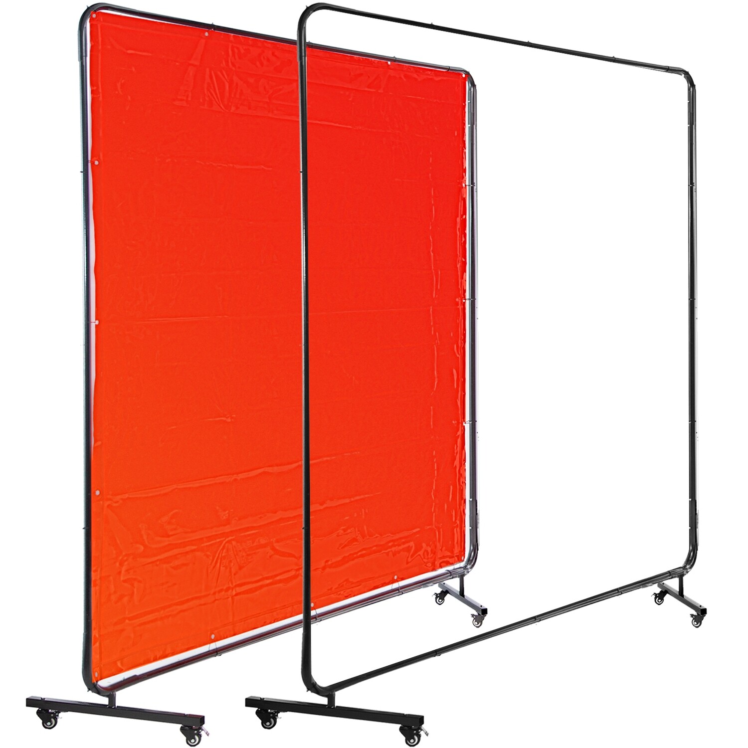 3-Panel Welding Screen with Frame and Portable Wheels - 6&#39; x 6&#39; Heat-Resistant Welding Curtain for Enhanced Safety and Protection - Heavy-Duty Frame with Flexible Mobility, Ideal for Welding Work
