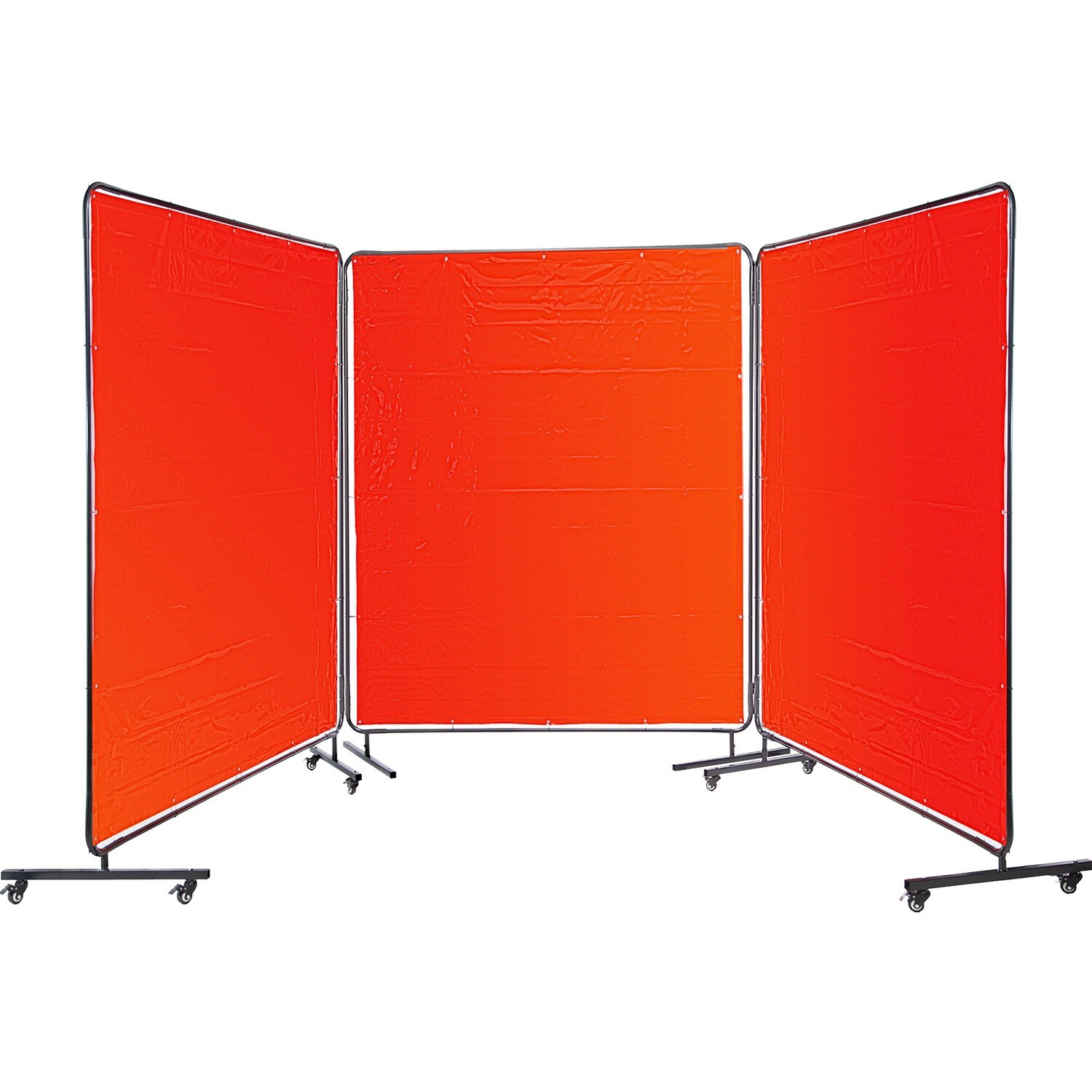 3 Panel Welding Screen With Frame And Portable Wheels 6&#39; X 6&#39; Welding Curtain