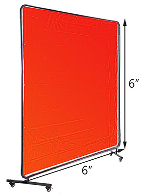 3-Panel Welding Screen with Frame and Portable Wheels - 6&#39; x 6&#39; Heat-Resistant Welding Curtain for Enhanced Safety and Protection - Heavy-Duty Frame with Flexible Mobility, Ideal for Welding Work
