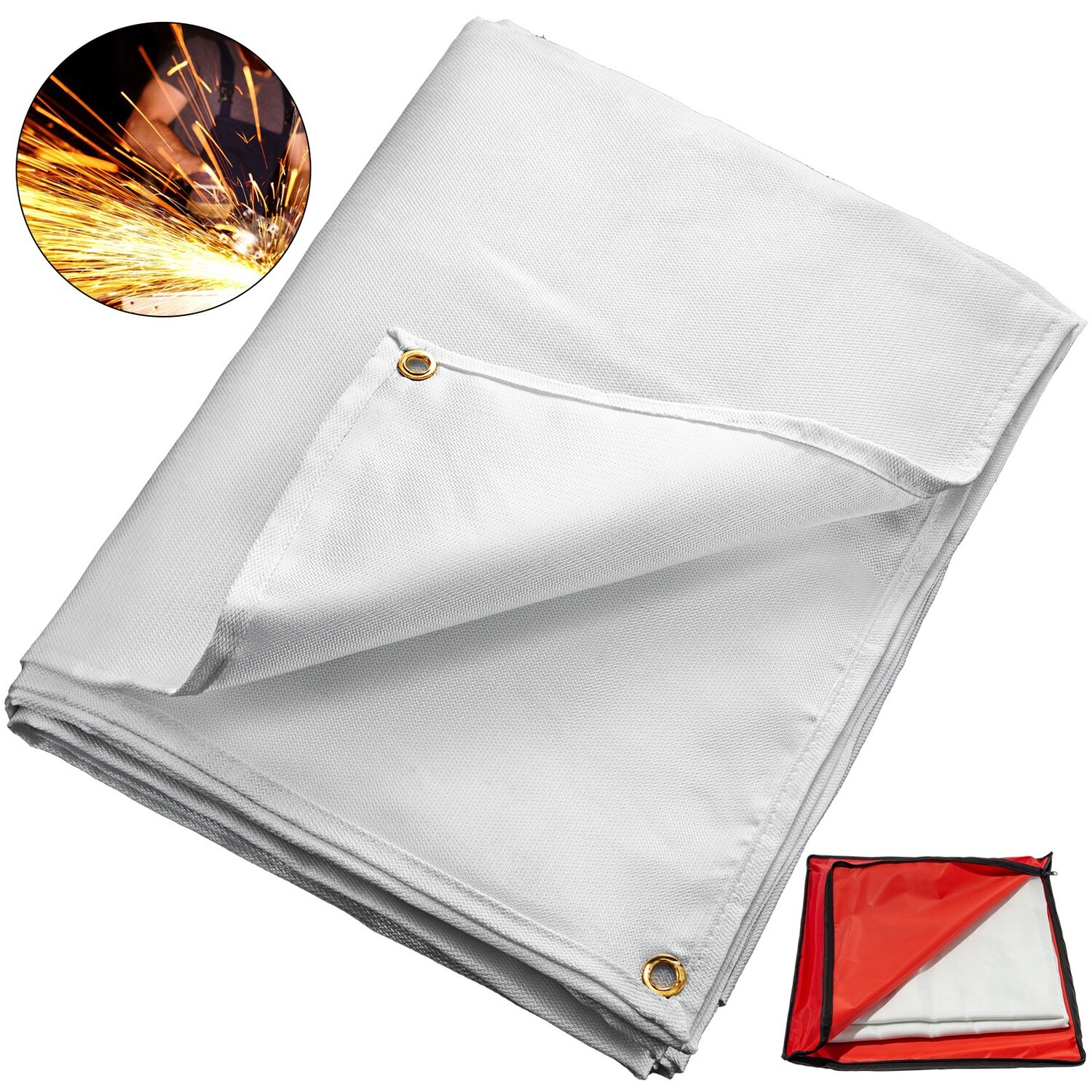 2.4m x 3m Welding Fire Blanket – Heavy-Duty Fiberglass Welder Blanket 8&#39; x 10&#39; for Flame Protection