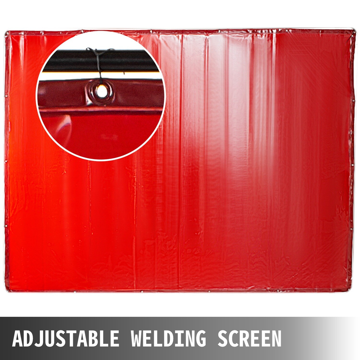 Flame-Resistant Vinyl Welding Curtain with Frame and Wheels, 8&#39; x 6&#39;, Red – Heavy-Duty Welding Shield