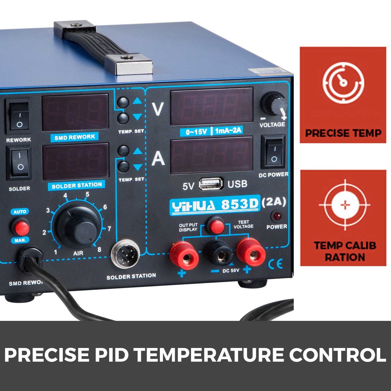 Professional Digital Hot Air Rework and Soldering Station Temperature Adjustable, LED Display
