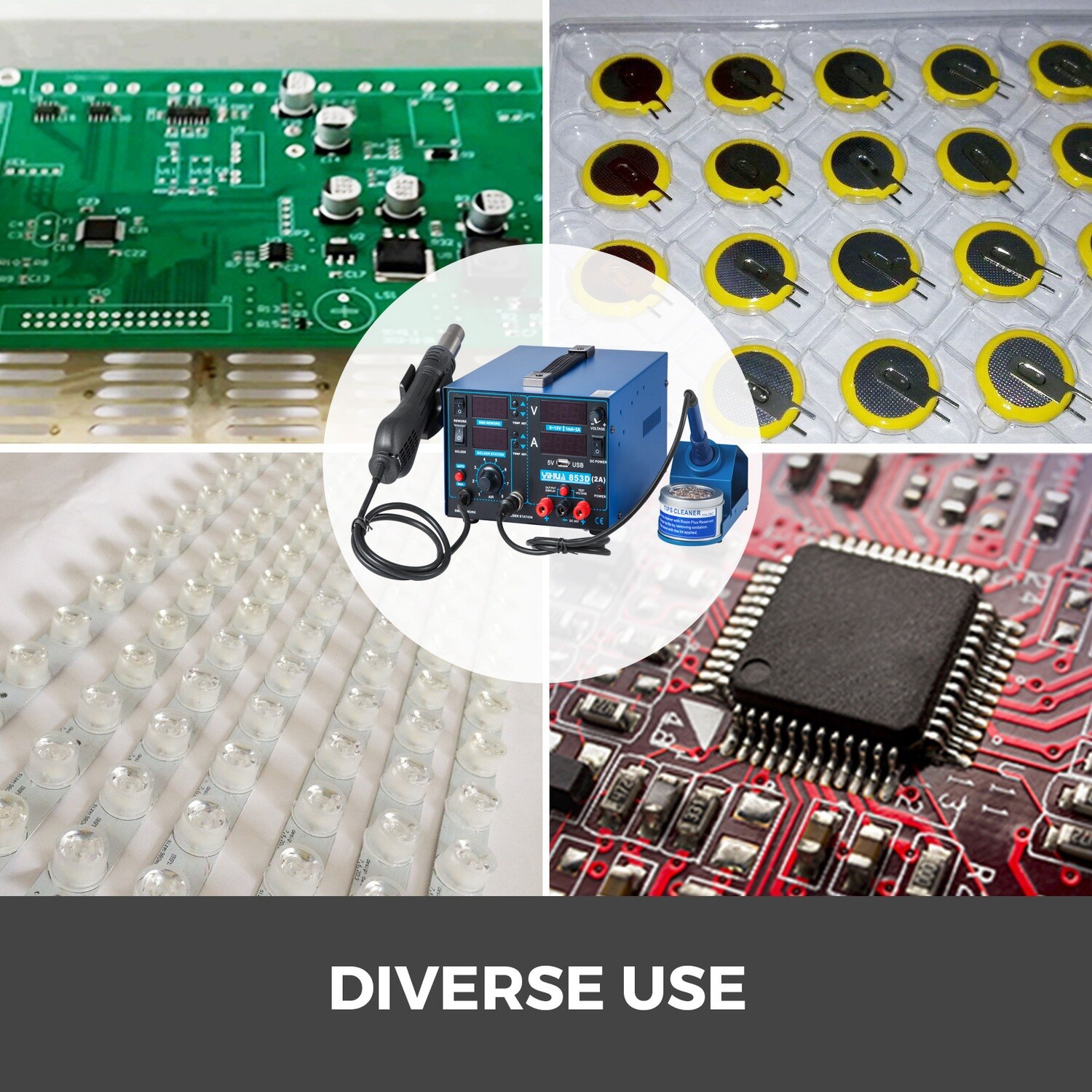 Professional Digital Hot Air Rework and Soldering Station Temperature Adjustable, LED Display