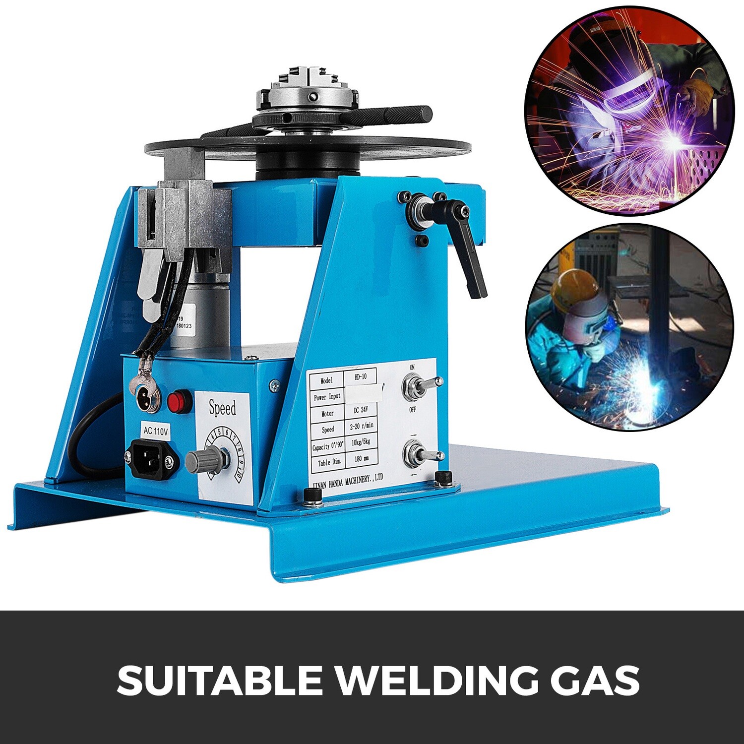 Mini 2.5&quot; 3 Jaw Lathe Chuck With Pedal, 10kg Rotary Welding Positioner
