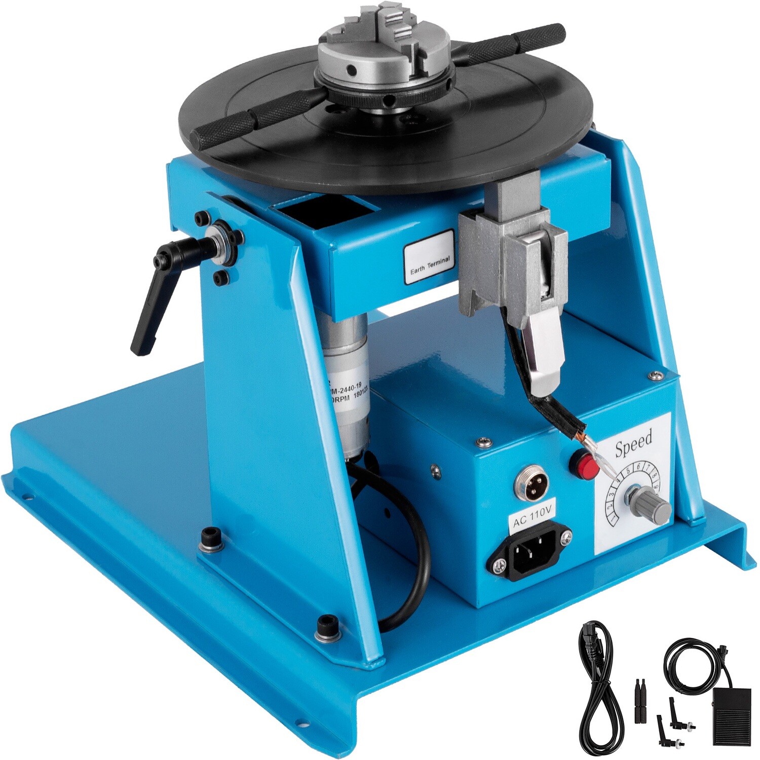 Mini 2.5&quot; 3 Jaw Lathe Chuck With Pedal, 10kg Rotary Welding Positioner