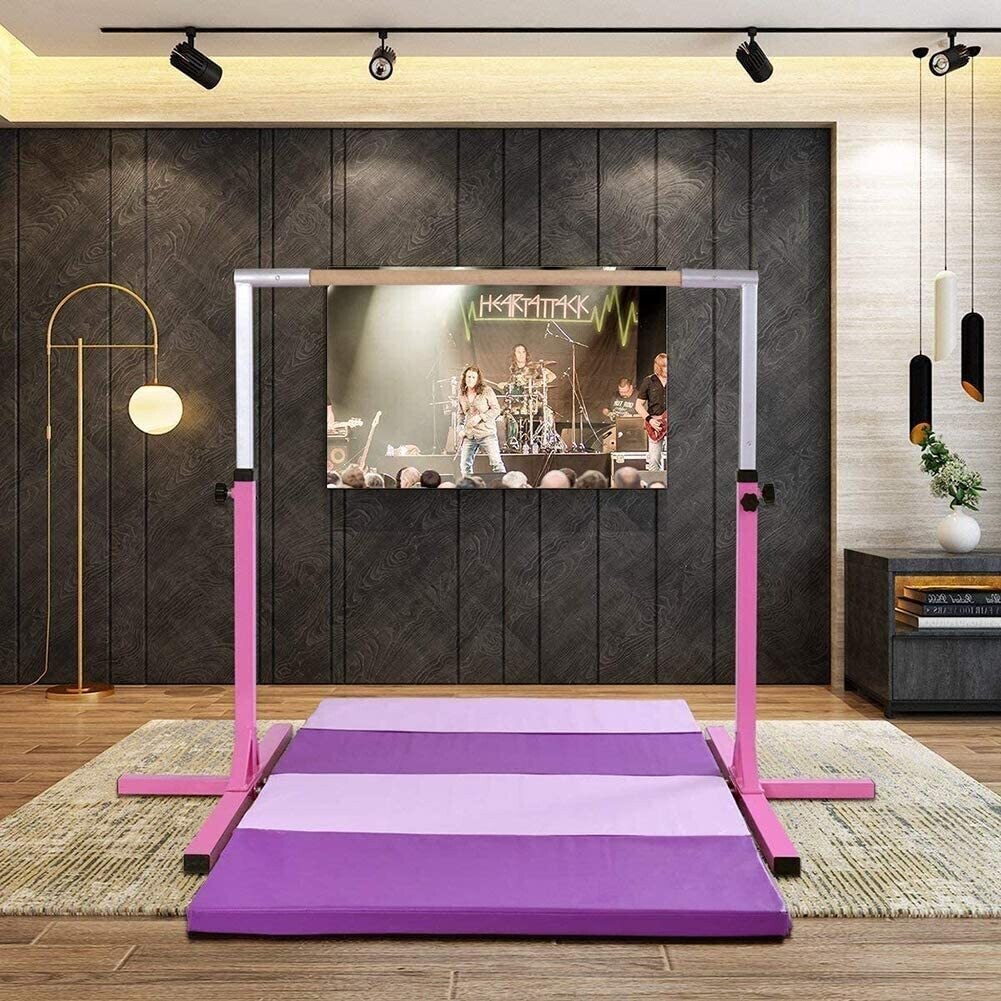 Kids Gym Bar Horizontal Expandable Multifunction Gym Training Equipment Home Training Adjustable Height Kip Bar 12 Levels