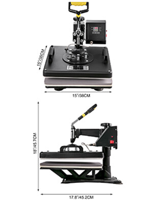 Heat Press Machine for 15&quot; x 15&quot; T-Shirts, 8-in-1 DIY Printer, 1100W for Custom Sublimation Printing on T-Shirts, Mugs, Caps, and More