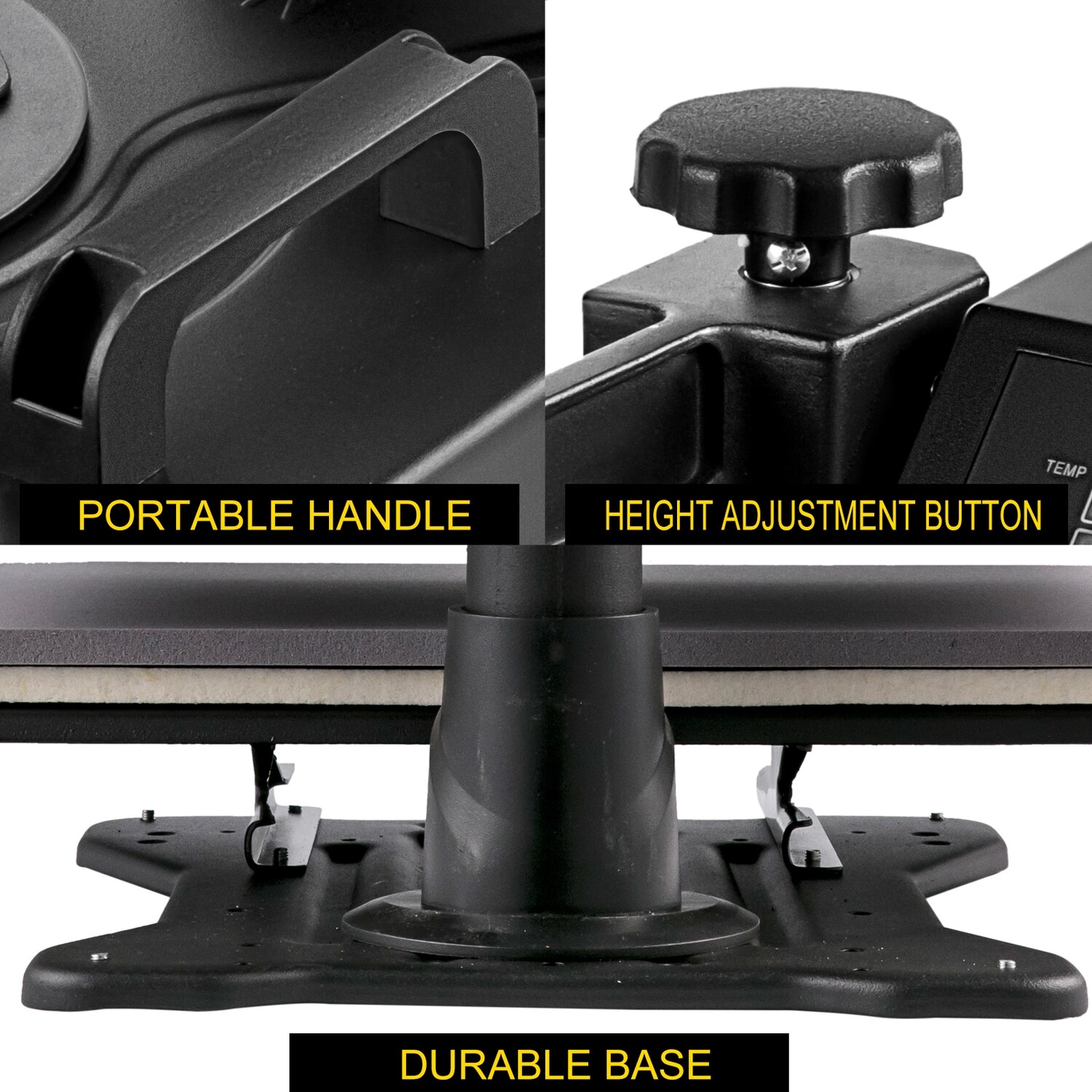 12 x 15 Inch Heat Press Machine - 8-in-1 360° Rotation Swing Away Black Heat Press, 1000W Sublimation Machine for Shirt Printing and Dual Functionality
