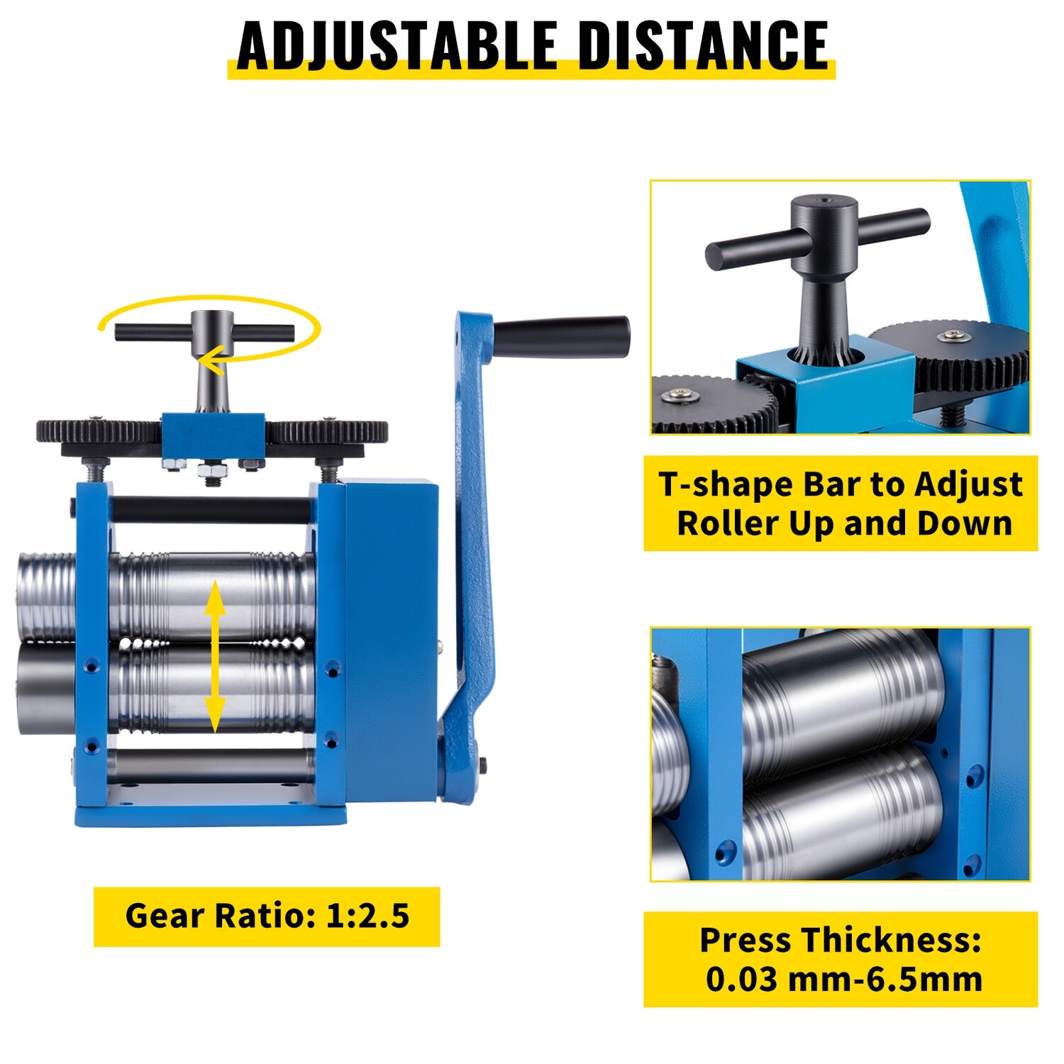 Jewelry 3&quot;/76mm Manual Combination Rolling Mill for Sheet, Square, and Half Round Metal Forming and Crafting