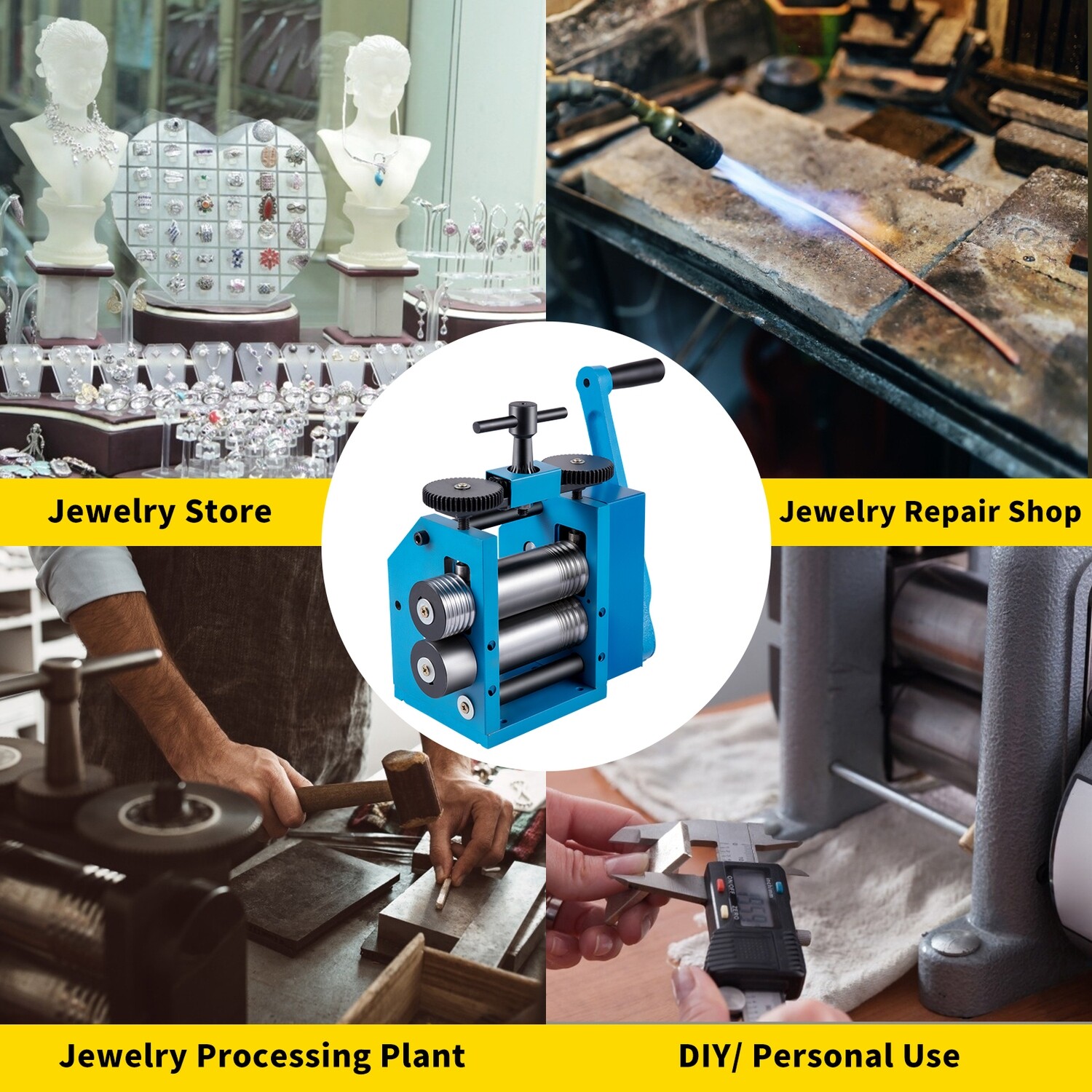 Jewelry 3&quot;/76mm Manual Combination Rolling Mill for Sheet, Square, and Half Round Metal Forming and Crafting