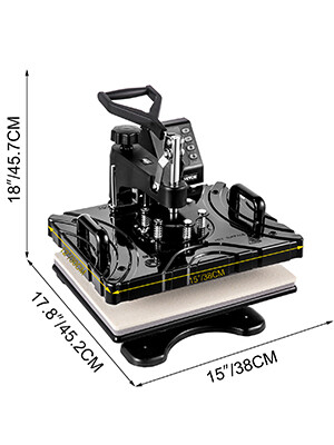Heat Press Machine for Mug, Cap, and T-Shirt, 6-in-1 Heat Press, 12x15 Inch for Custom Sublimation Printing on Various Items