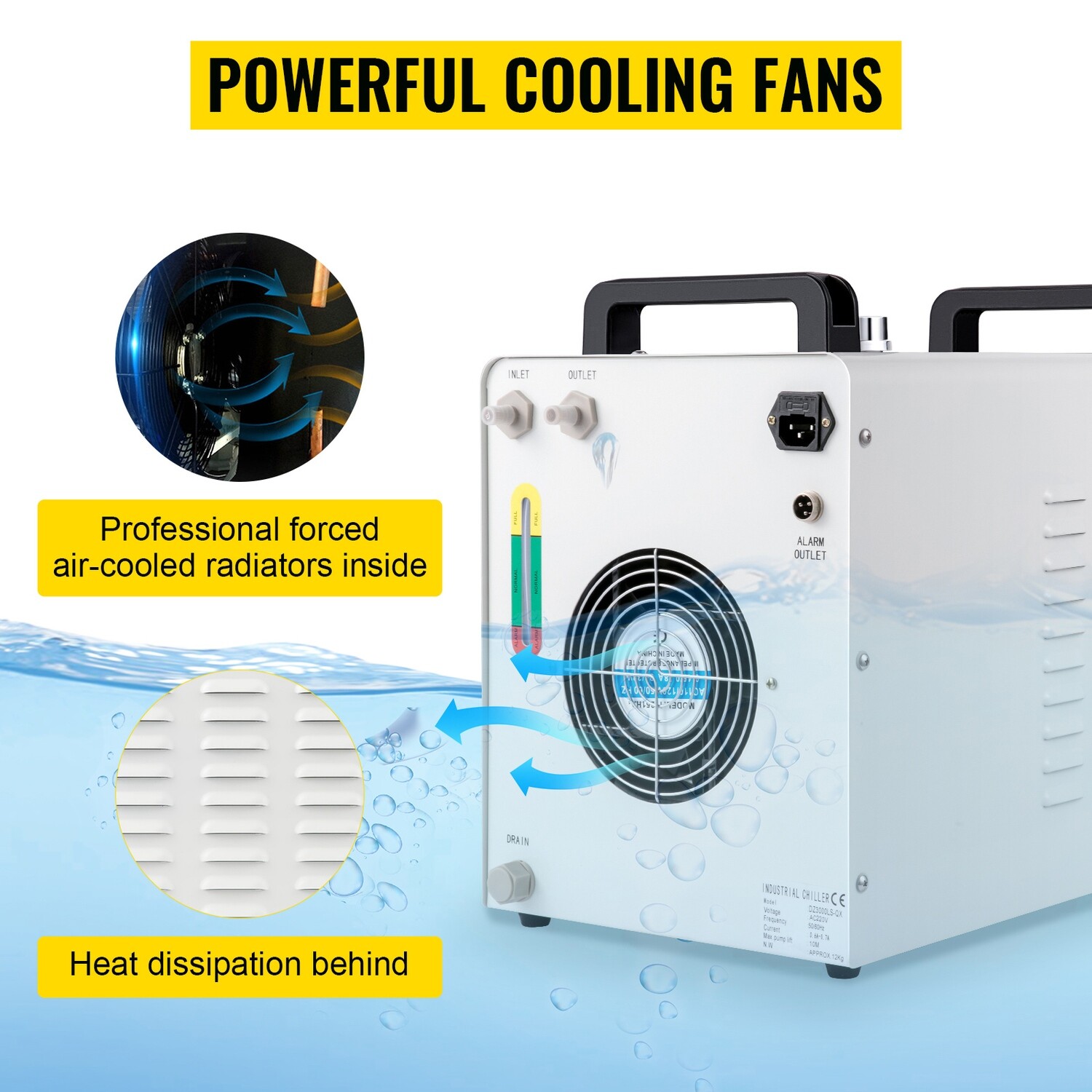 9L Tank Water Chiller CW-3000DG - Thermolysis Industrial Water Cooling Chiller for 60W and 80W CO2 Glass Laser Tube Applications, Efficient Temperature Control