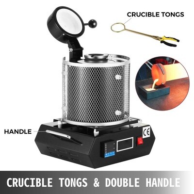 Gold Muffle Furnace with Graphite Crucible, 3-Kilogram Melting Furnace for Gold, Silver, and Metal Smelting
