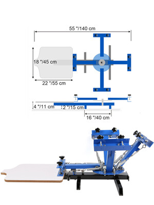 4 Color 1 Station Silk Screen Printing Kit - 55x45cm T-Shirt Screen Print Press for DIY and Professional Use - Versatile and Durable Design for Printing on Fabrics, T-Shirts, and Paper with Adjustable