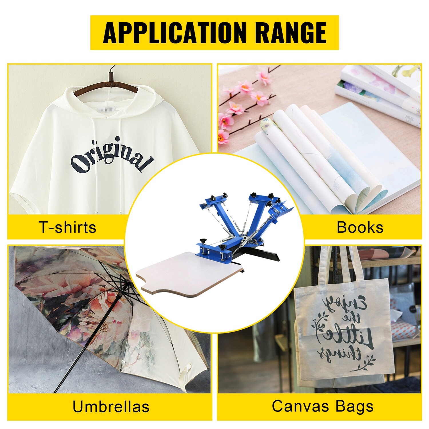 4 Color 1 Station Silk Screen Printing Kit - 55x45cm T-Shirt Screen Print Press for DIY and Professional Use - Versatile and Durable Design for Printing on Fabrics, T-Shirts, and Paper with Adjustable