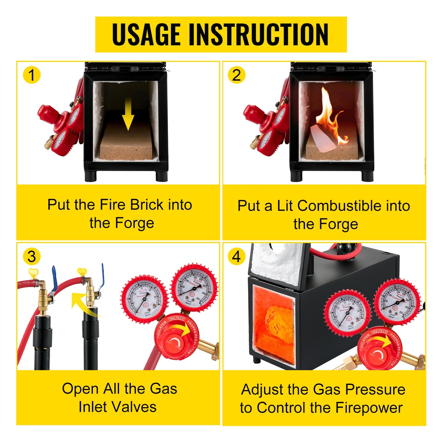 Portable Dual Gas Propane Forge Furnace Burners Metal Tool Making