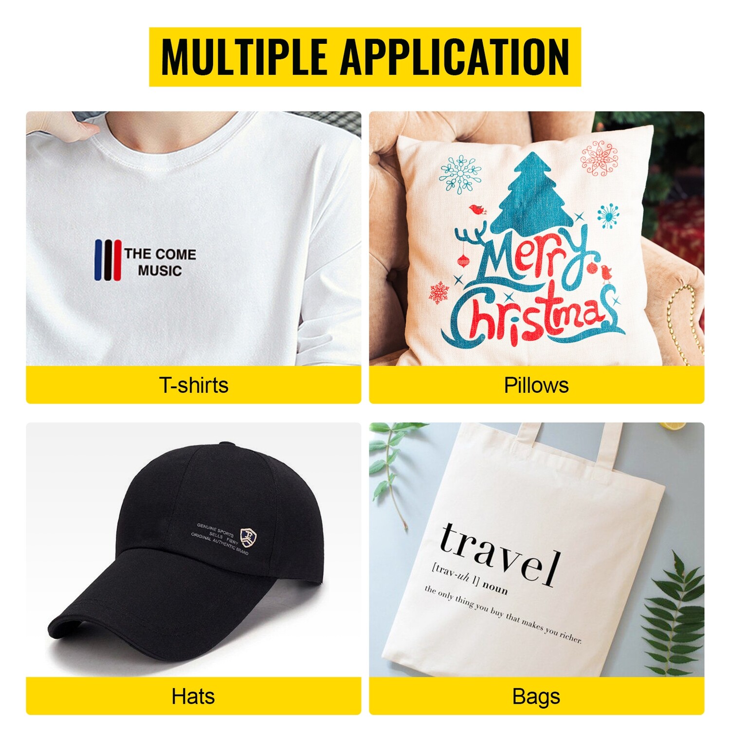 Heat Press Machine 2-in-1 DIY T-Shirt and Cap Sublimation Print Transfer 15x15&quot; for Custom Printing and Personalization