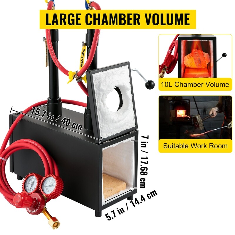 Portable Dual Gas Propane Forge Furnace Burners Metal Tool Making