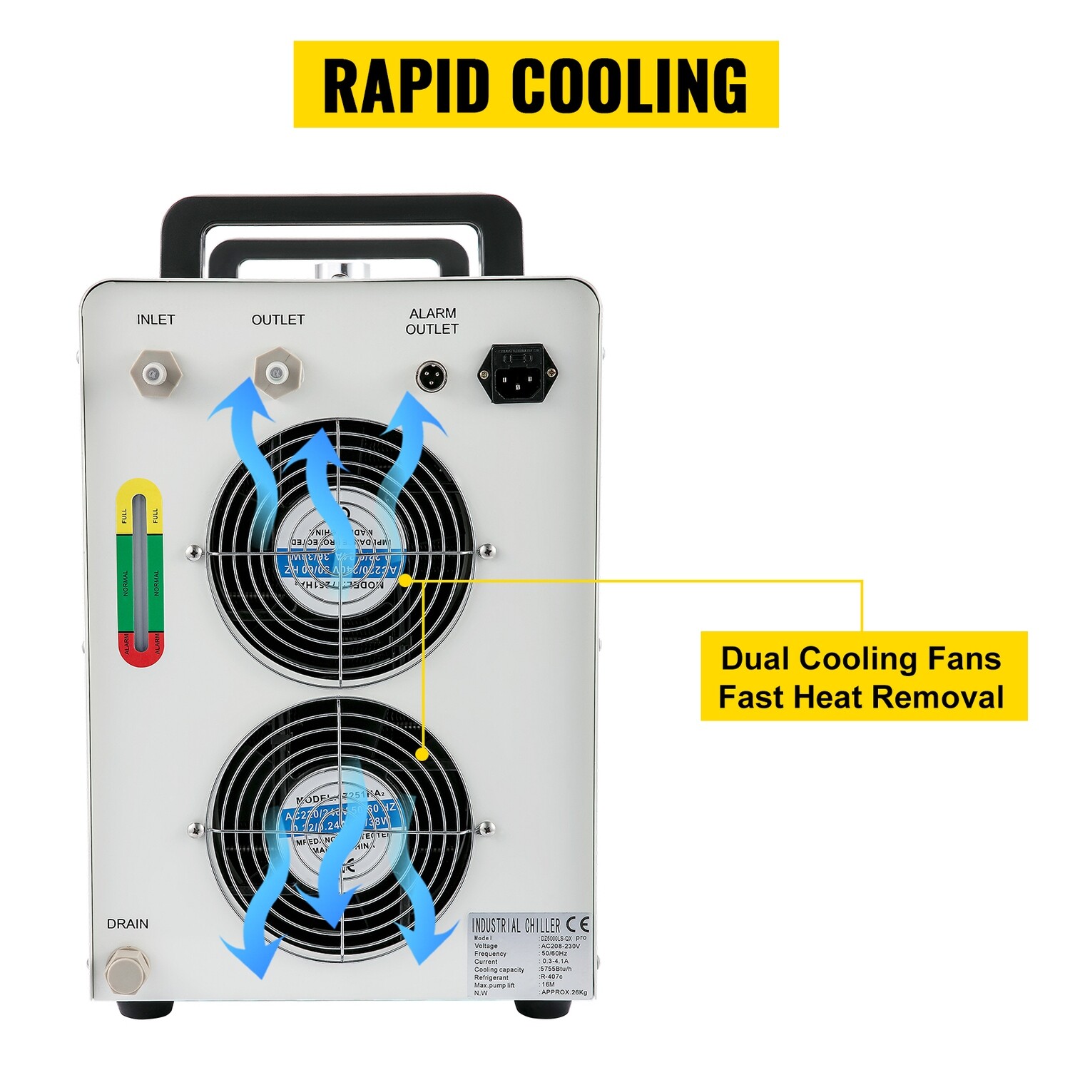 6L Industrial Water Chiller with Precise Thermostat - Recirculating Chiller for 130W and 150W Engraving Cooling Machines, Efficient Capacity Cooling Water