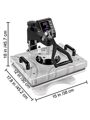 Heat Press 12x15 White Sublimation Machine for Pens and Mugs, 10-in-1 Multifunctional Heat Press for Custom Printing on T-Shirts, Mugs, Hats, and More
