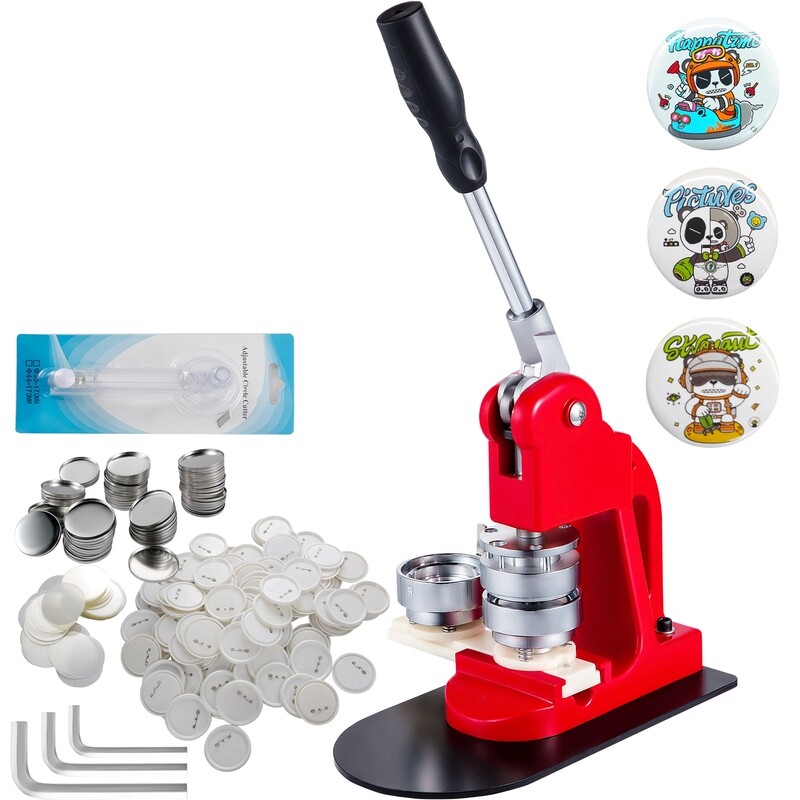 Button Badge Maker Kit 2-1/4 inch (58mm) with Circle Cutter and 999 Button Parts