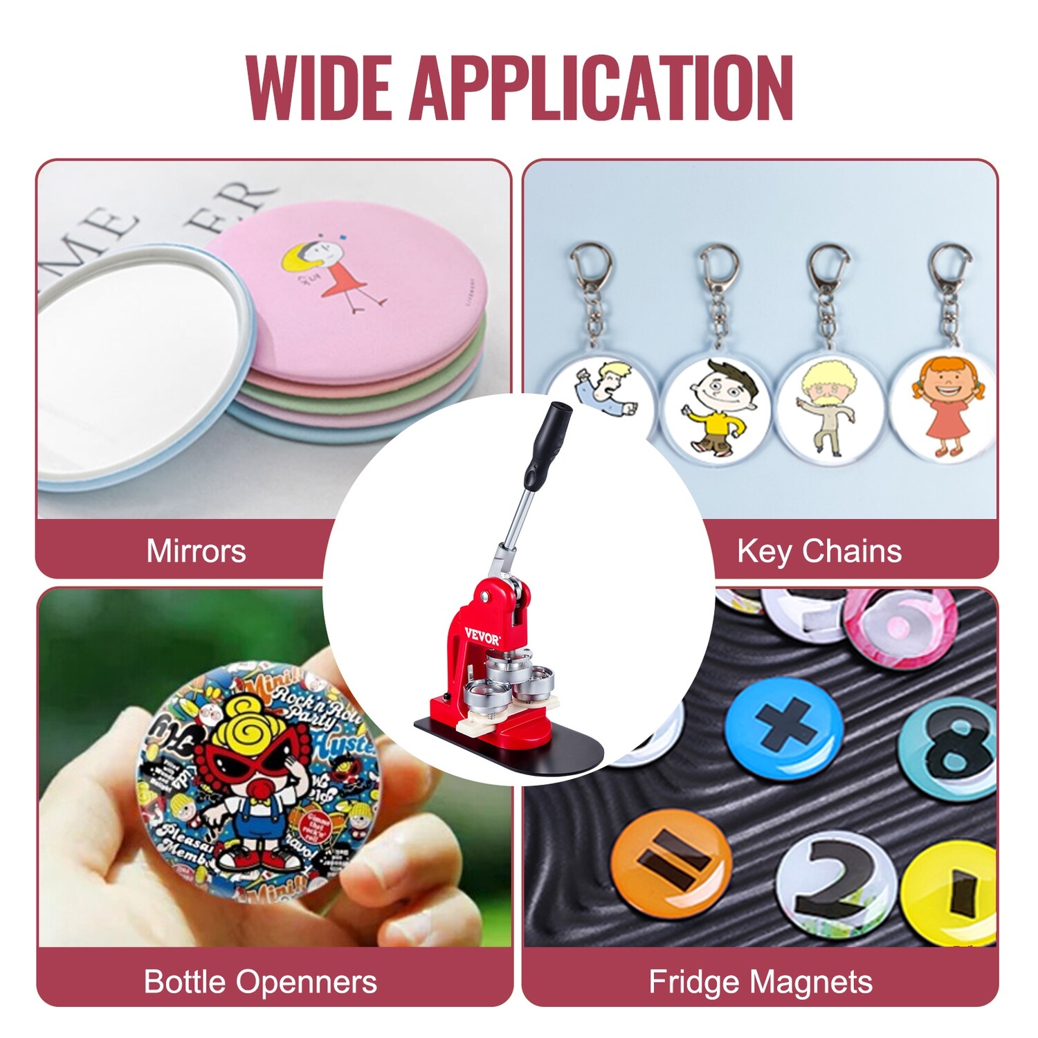 Button Badge Maker Kit 2-1/4 inch (58mm) with Circle Cutter and 999 Button Parts