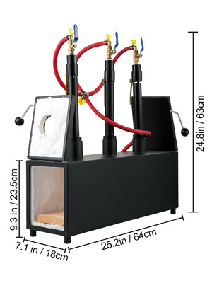 Portable Gas Propane Forge Furnace Burner Three Burners Making Metal Tools