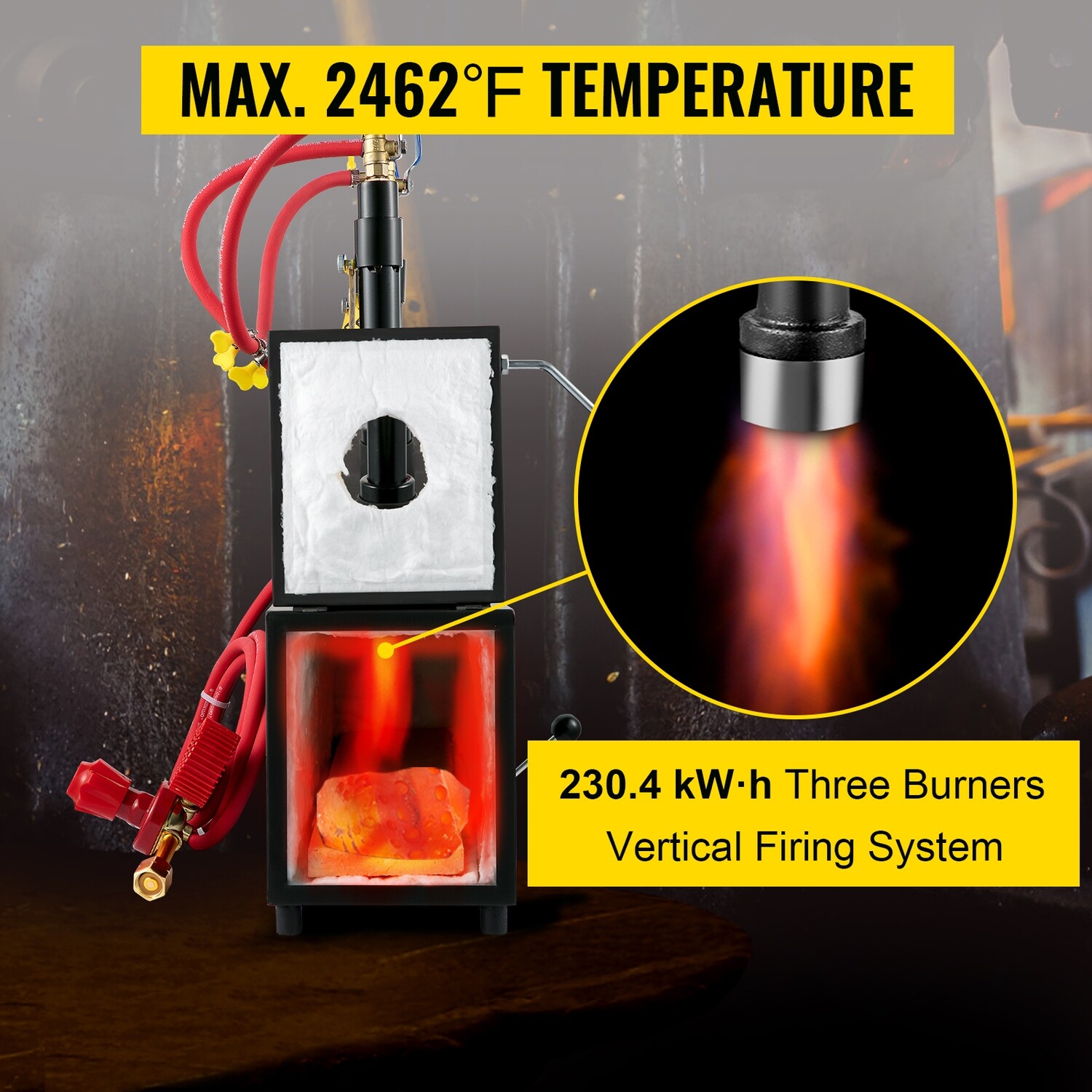 Portable Gas Propane Forge Furnace Burner Three Burners Making Metal Tools