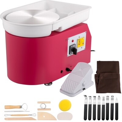 Pink Ceramic Pottery Wheel 11" with Foot Pedal and Sculpting Tools