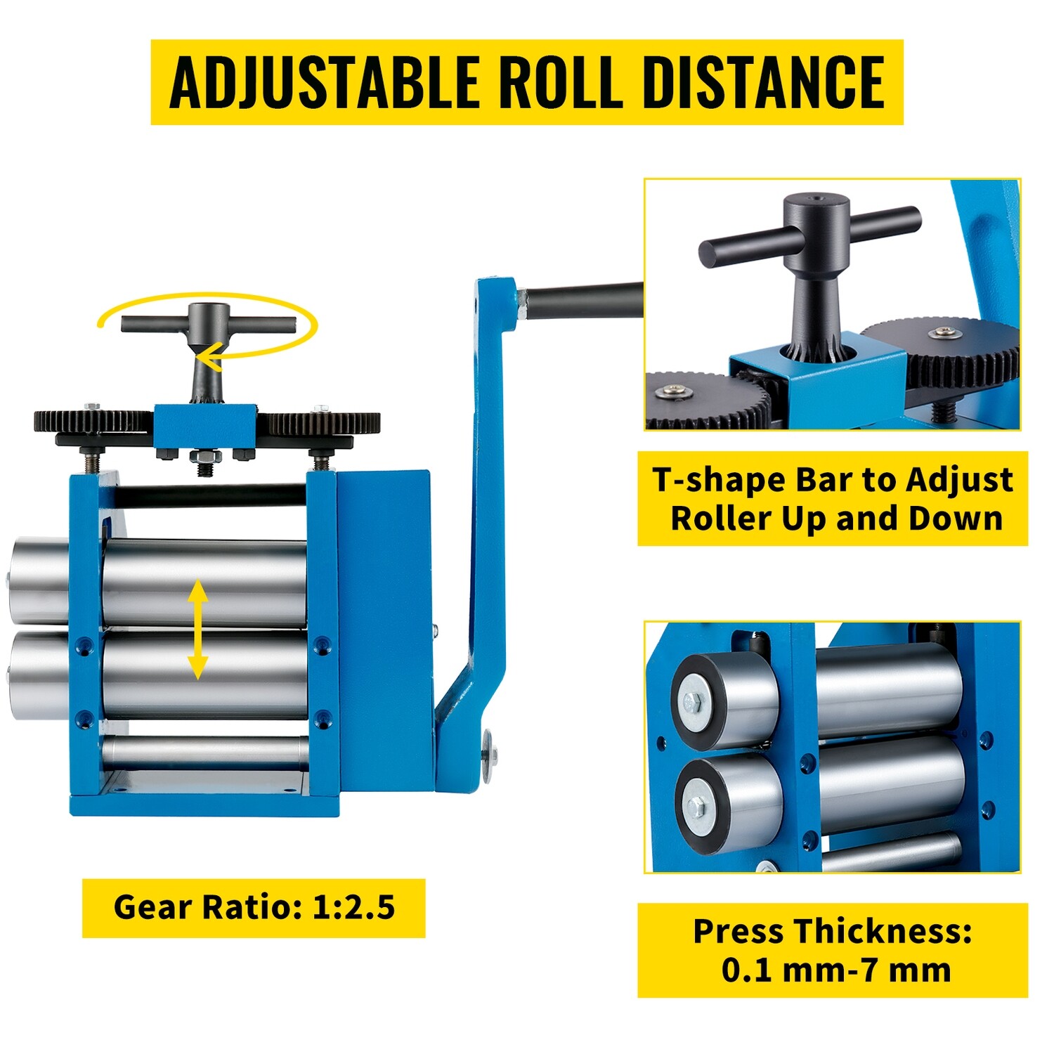 Metal Sheet Roller, 112mm Manual Flat Rolling Mill Machine, Jewelry Press
