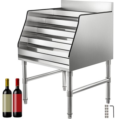 24-Inch 5-Tier Stainless Steel Wine Rack - Stylish Liquor Bottle Display Shelf for Efficient Storage