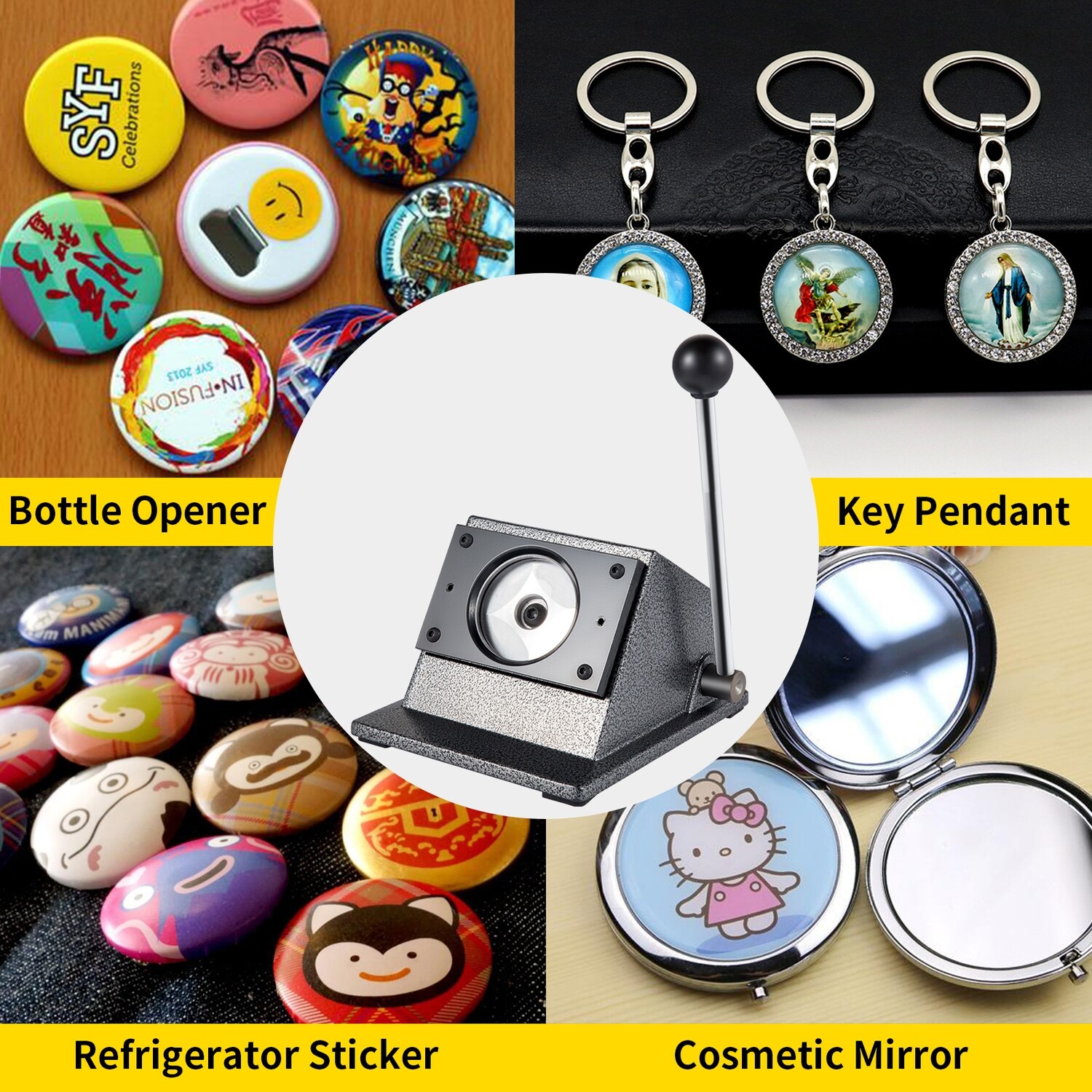 3&quot; / 75mm Button Maker with Manual Round Punch Die - Ideal for Creating Custom Buttons and Badges - Durable, Easy-to-Use Machine for Graphics, Promotions, Events, and DIY Projects
