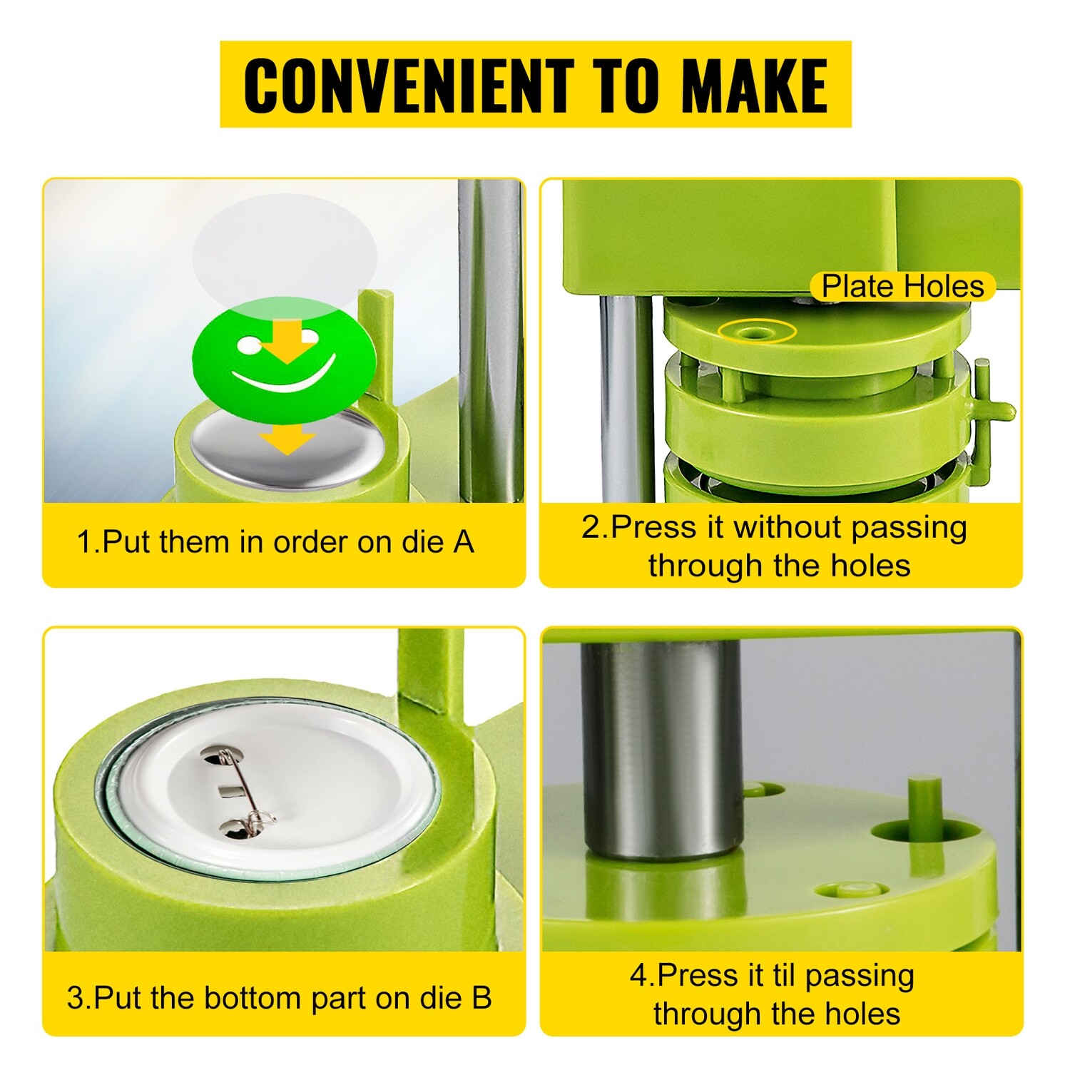 Badge Button Press Maker – 2.28&quot; (58mm) with 1000 Pieces of Circle Button Parts for DIY Crafting