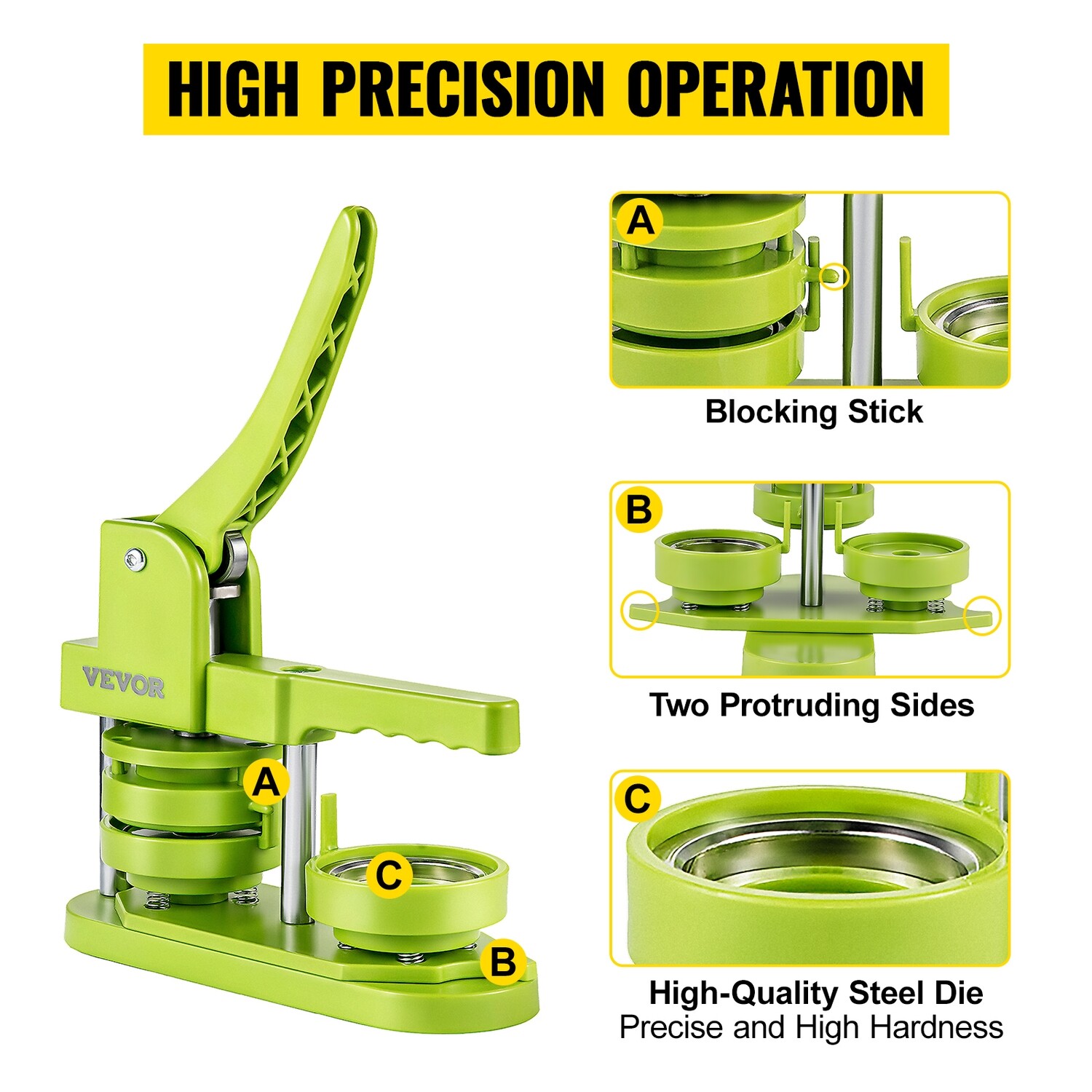 Badge Button Press Maker – 2.28&quot; (58mm) with 1000 Pieces of Circle Button Parts for DIY Crafting