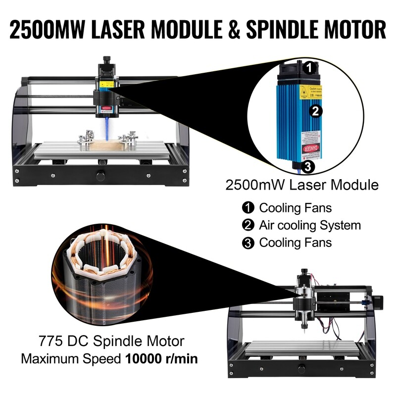 GRBL Control 3 Axis CNC 3018 Pro Router with 2.5W Laser, CNC Laser Engraver Machine