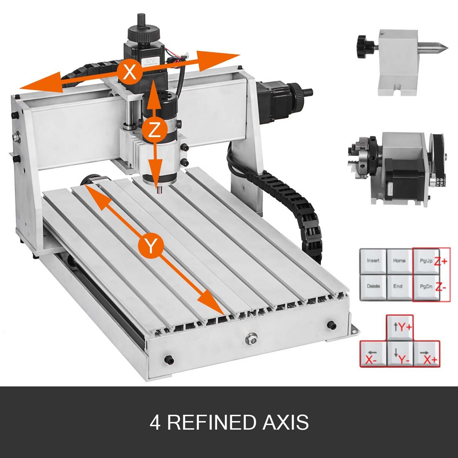 4 Axis CNC Milling Machine with 3040 Engraving Head - Precision USB Port Control for Milling and Engraving PVC and Other Materials - Ideal for Woodworking, DIY Projects, and Prototyping