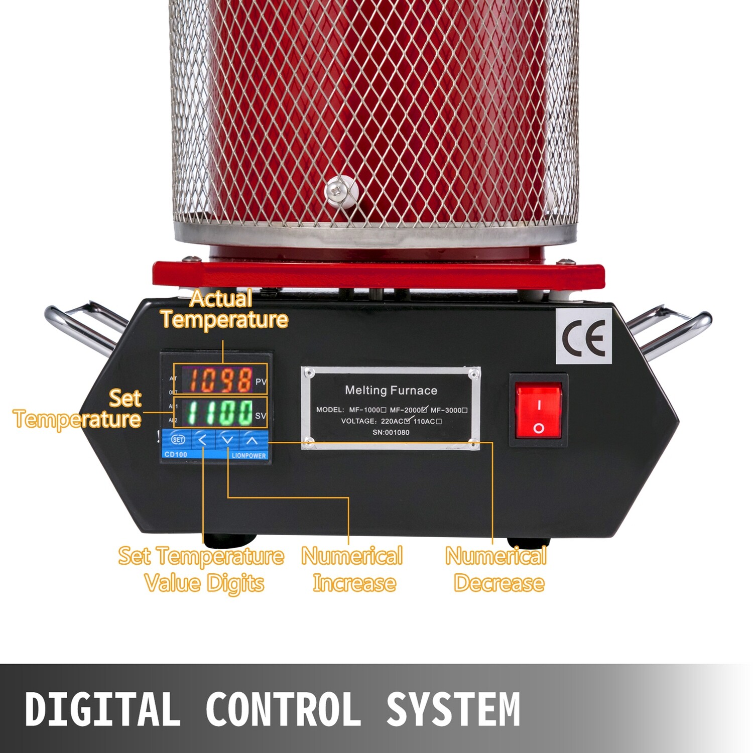 Jewelry Silver Gold Metal Melting 1800w 2kg Automatic Melting Furnace Digital