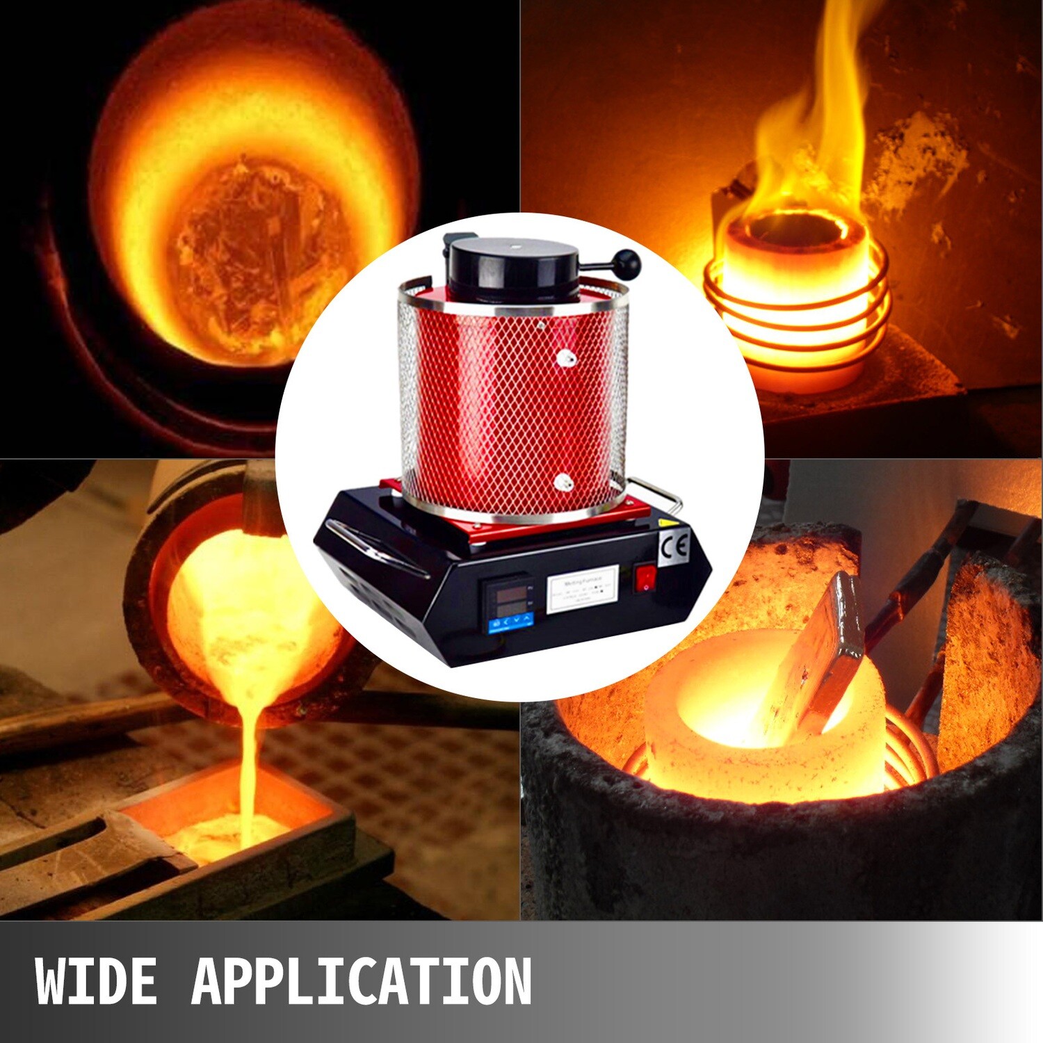 Jewelry Silver Gold Metal Melting 1800w 2kg Automatic Melting Furnace Digital
