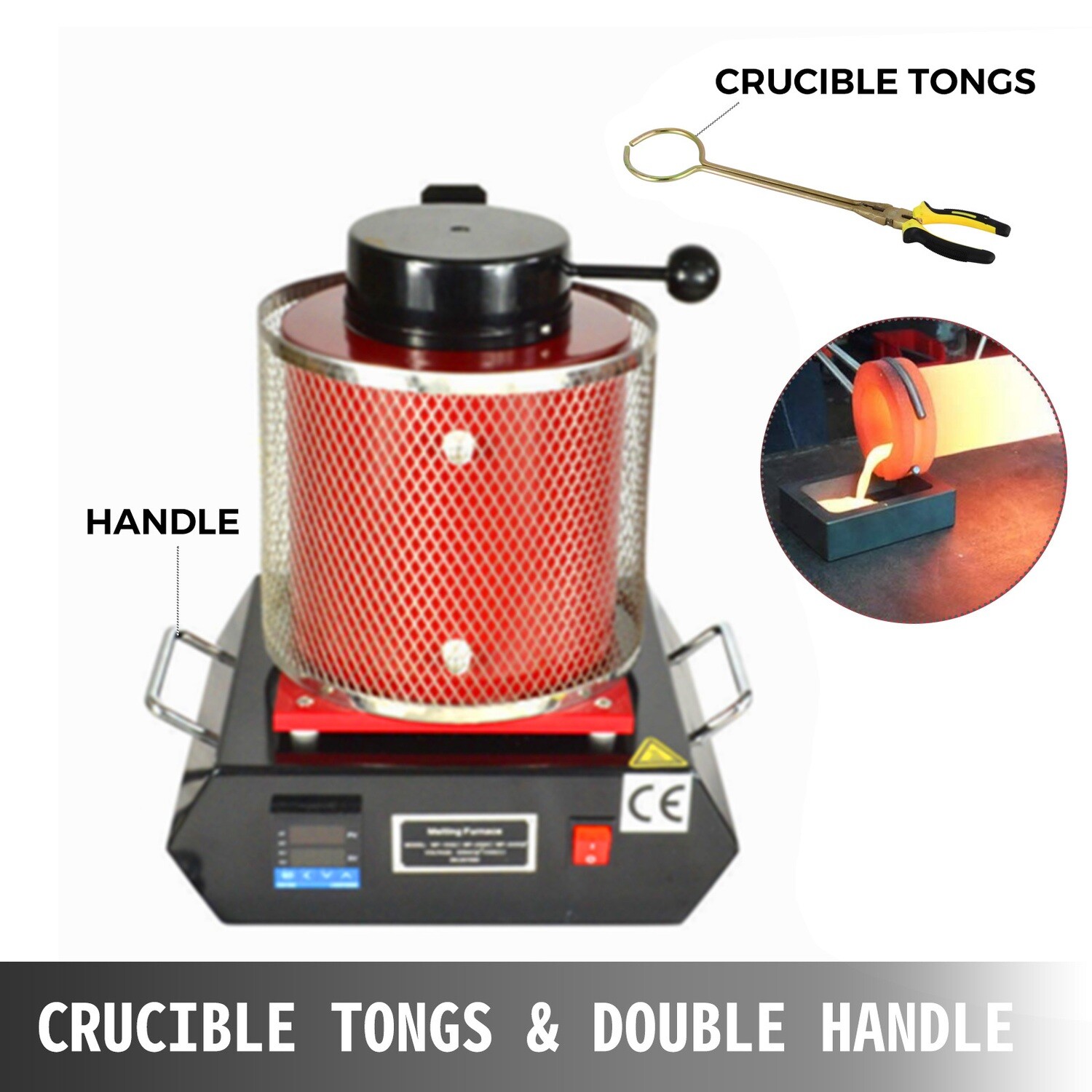 Jewelry Silver Gold Metal Melting 1800w 2kg Automatic Melting Furnace Digital
