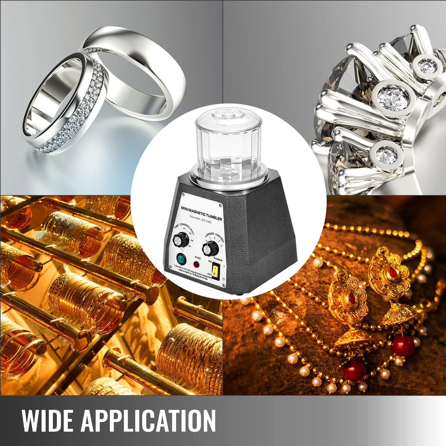 New Mini KT-100 Magnetic Tumbler and Jewelry Finishing Machine, 100mm, 220V