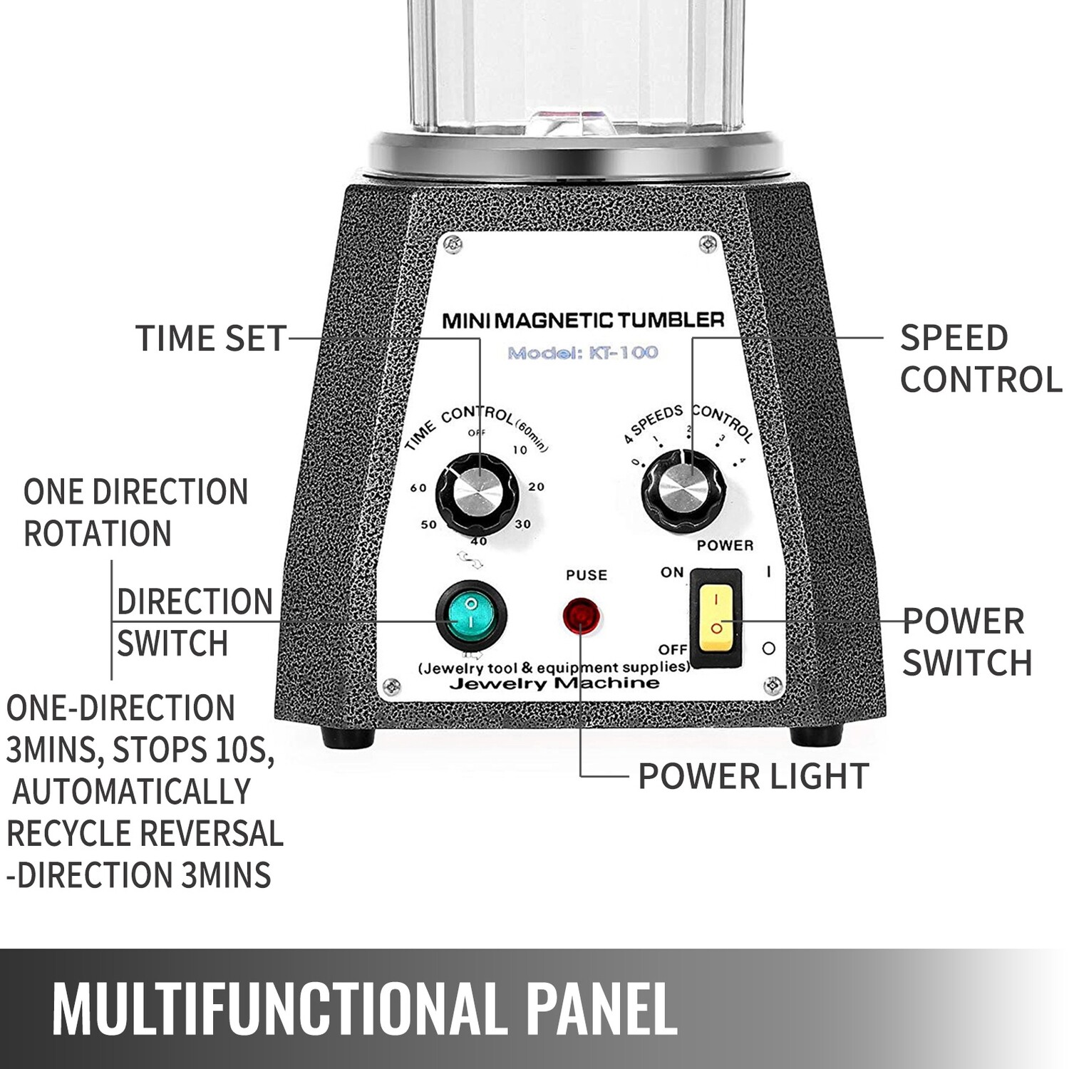New Mini KT-100 Magnetic Tumbler and Jewelry Finishing Machine, 100mm, 220V