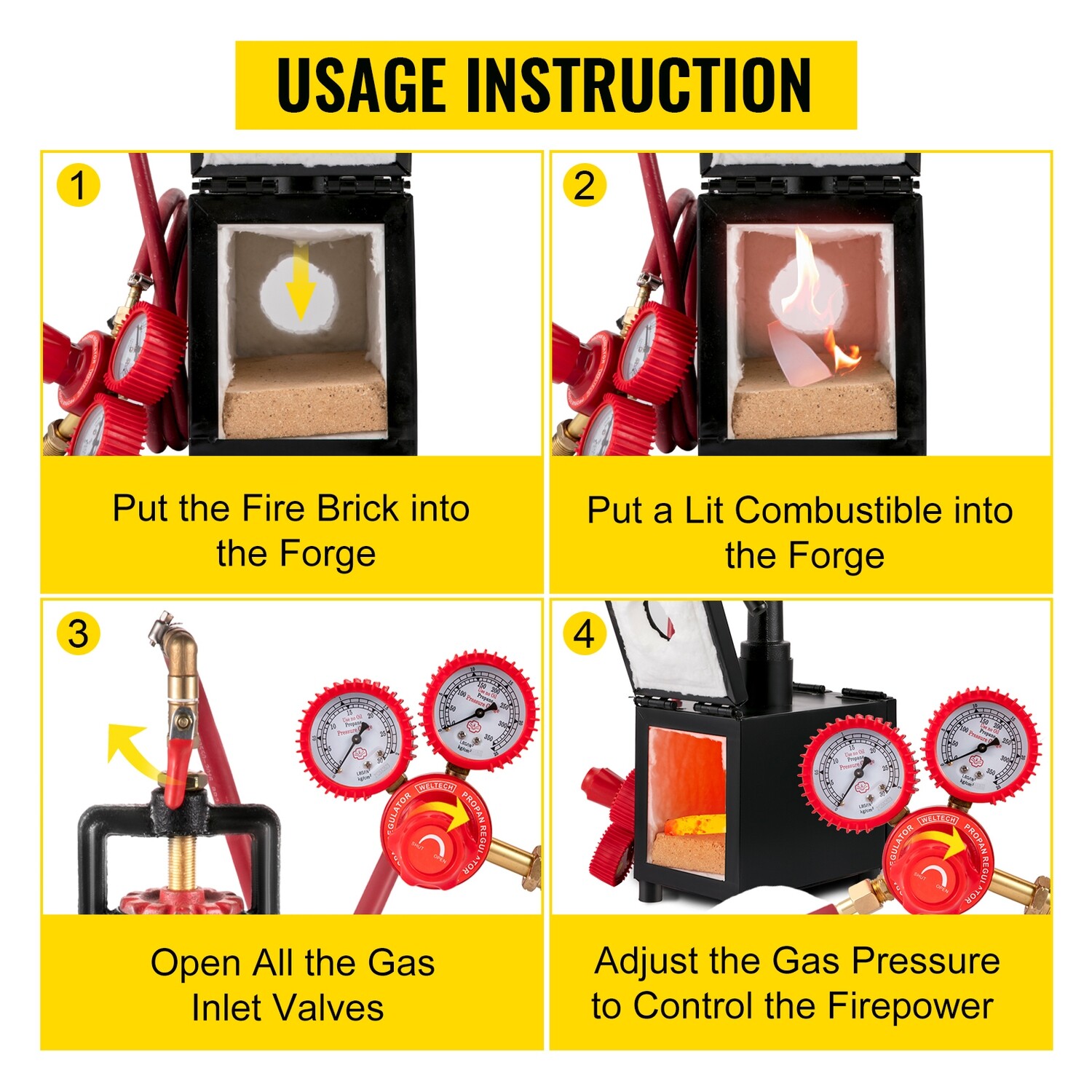 Metal Tool Making Portable Single Burner Gas Propane Forge Furnace