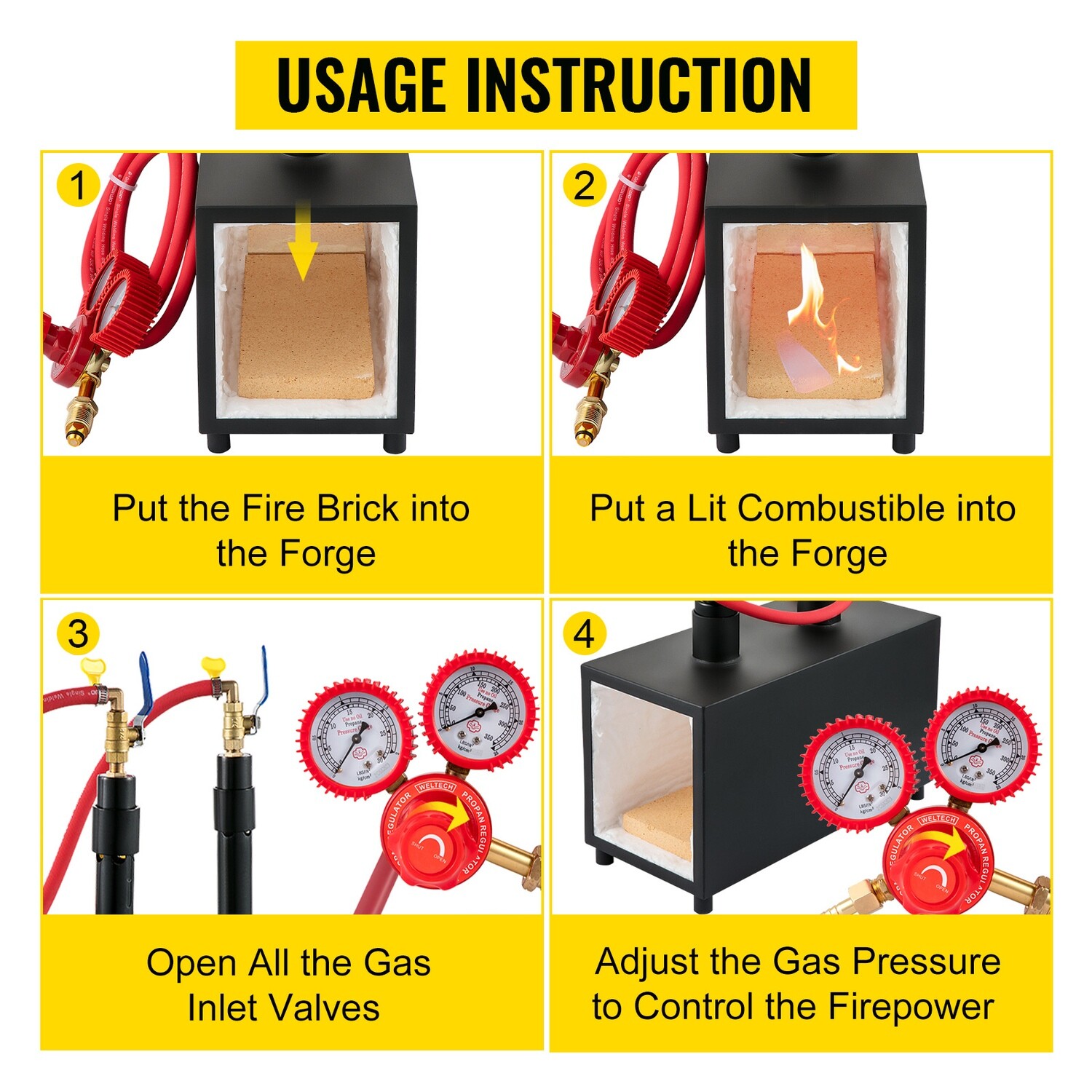Portable Dual Burners Metal Tool Making Gas Propane Forge Burner
