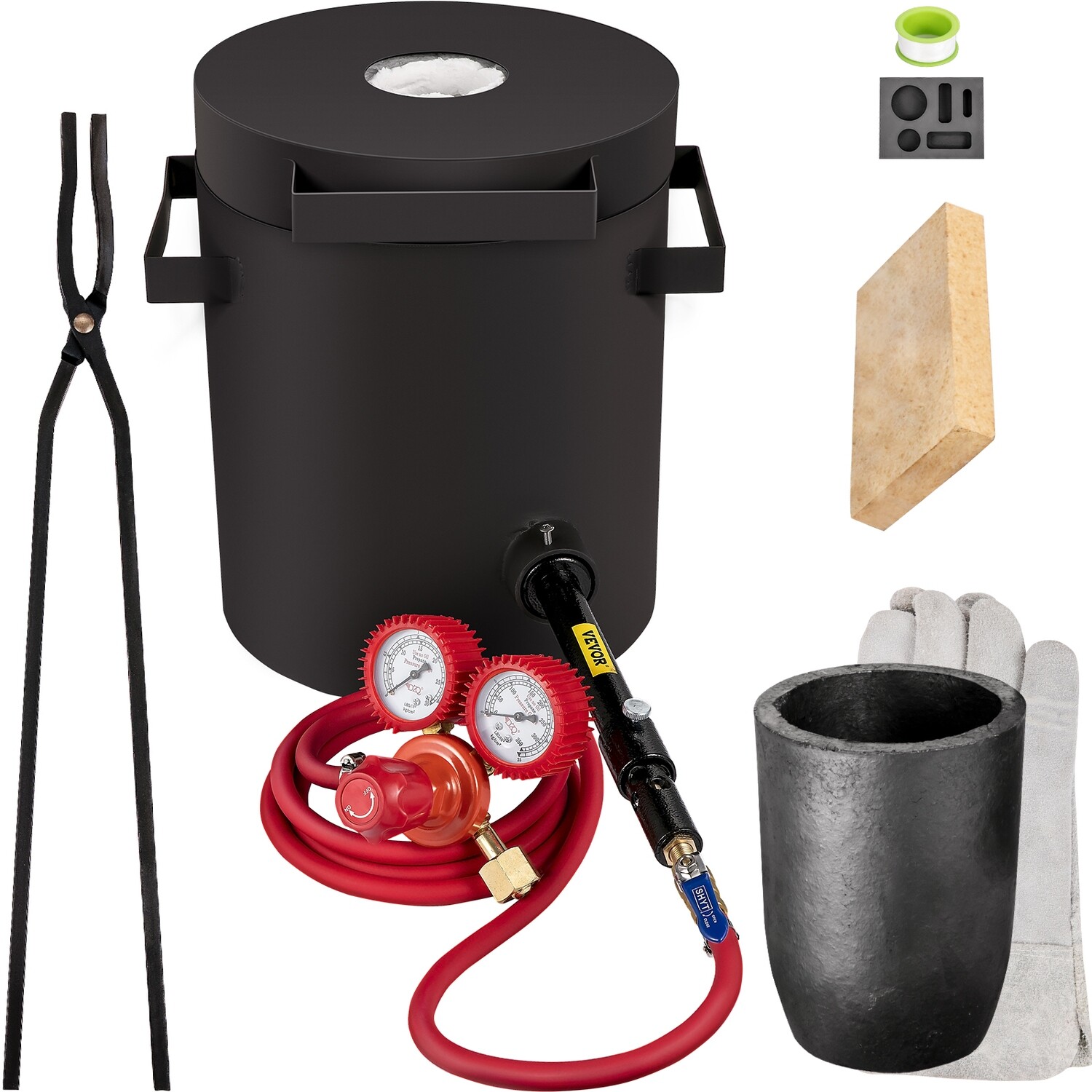 Propane Melting Furnace Metal Forge &amp; 2KG Graphite Crucible Casting Tool