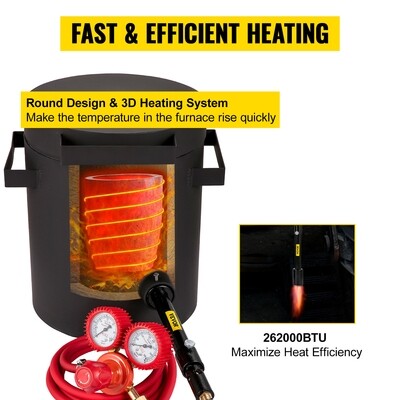 Propane Melting Furnace Metal Forge &amp; 2KG Graphite Crucible Casting Tool